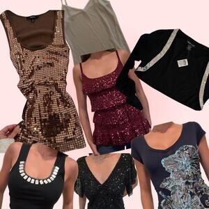 Y2k sequin top bubdle comes